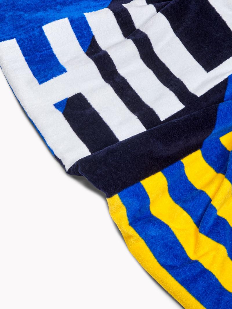 Férfi Tommy Hilfiger Hilfiger Stripe Towel Úszóruhák Kék Színes | HU 884DFM